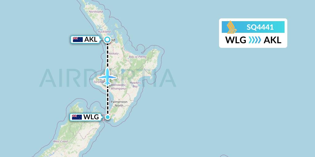 SQ4441 Singapore Airlines Flight Map: Wellington to Auckland
