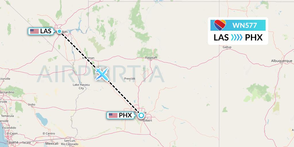 WN577 Southwest Airlines Flight Map: Las Vegas to Phoenix
