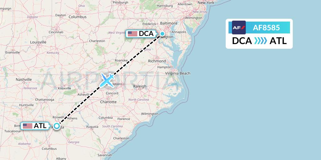 AF8585 Air France Flight Map: Washington to Atlanta