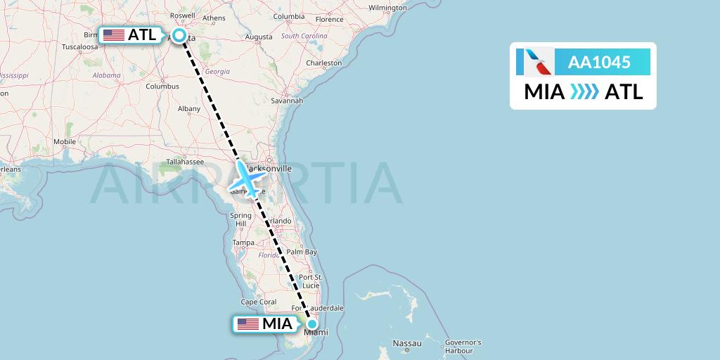AA1045 American Airlines Flight Map: Miami to Atlanta