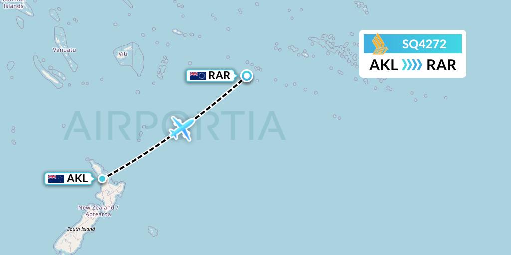SQ4272 Singapore Airlines Flight Map: Auckland to Avarua