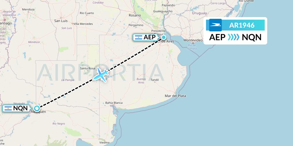 AR1946 Aerolineas Argentinas Flight Map: Buenos Aires to Neuquen