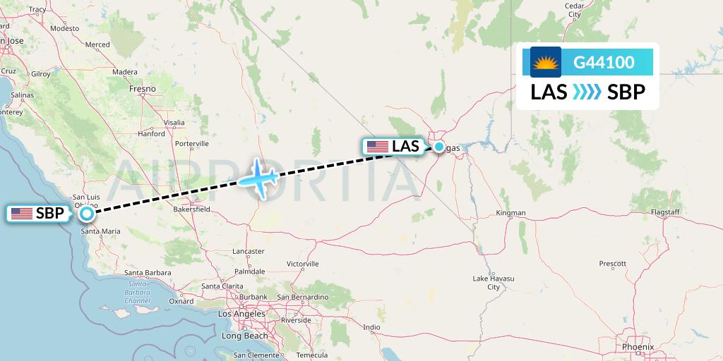 G44100 Allegiant Air Flight Map: Las Vegas to San Luis Obispo