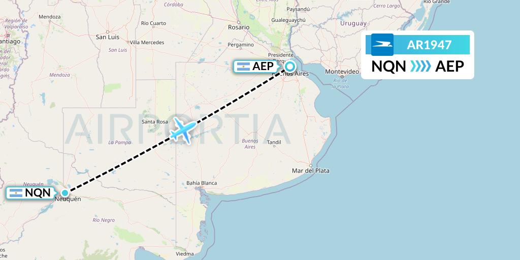 AR1947 Aerolineas Argentinas Flight Map: Neuquen to Buenos Aires