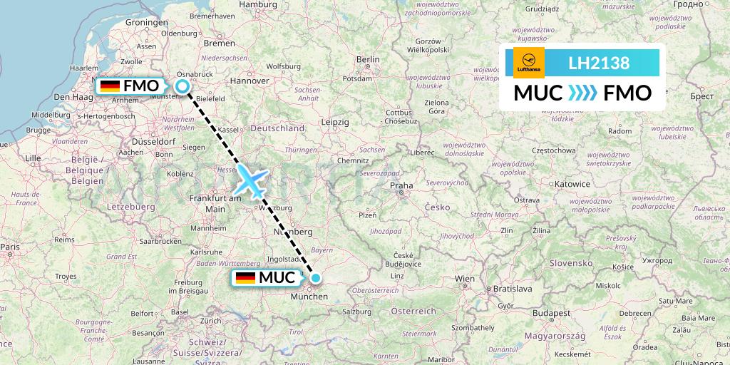 LH2138 Lufthansa Flight Map: Munich to Munster
