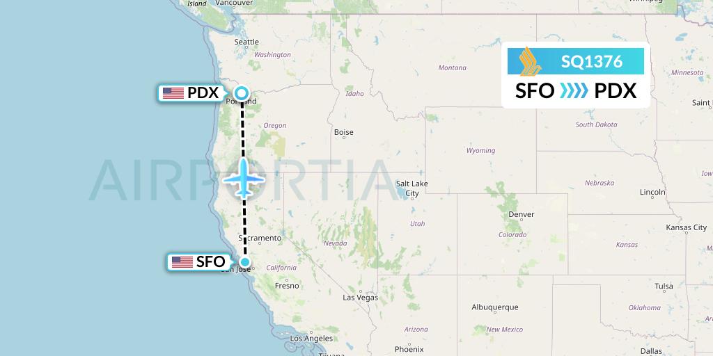 SQ1376 Singapore Airlines Flight Map: San Francisco to Portland