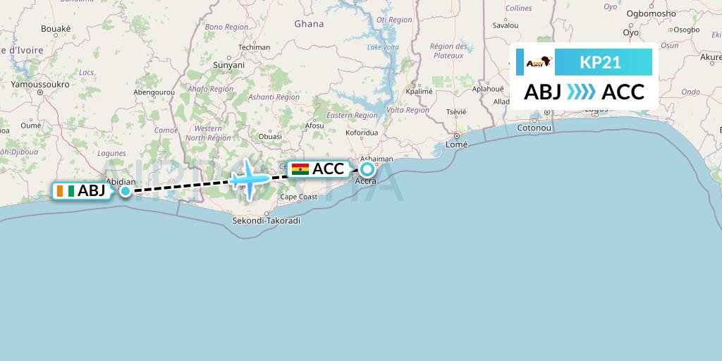 KP21 ASKY Flight Map: Abidjan to Accra