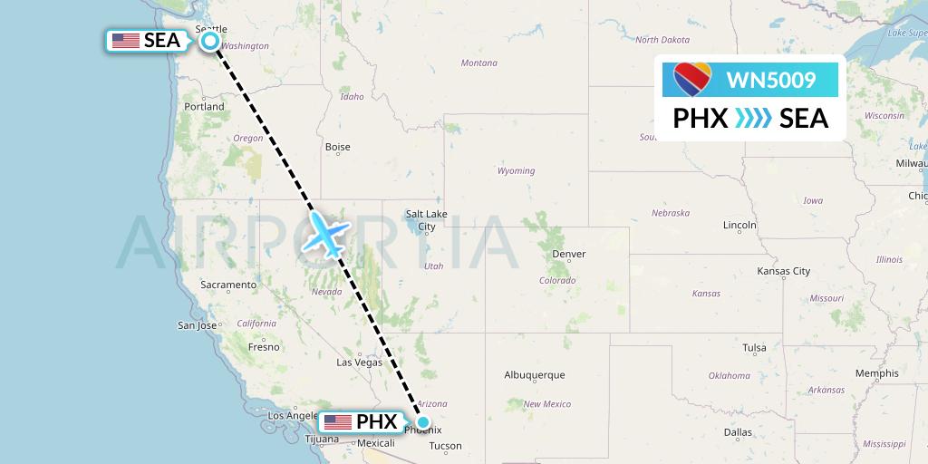 WN5009 Southwest Airlines Flight Map: Phoenix to Seattle