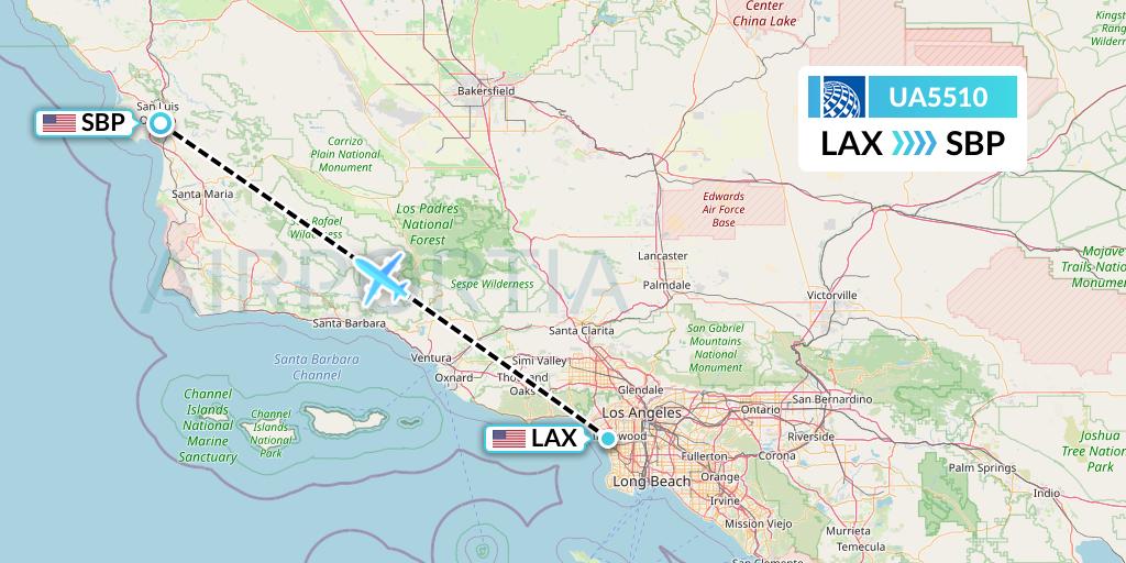 UA5510 United Airlines Flight Map: Los Angeles to San Luis Obispo