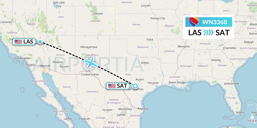 WN3368 Southwest Airlines Flight Map: Las Vegas to San Antonio