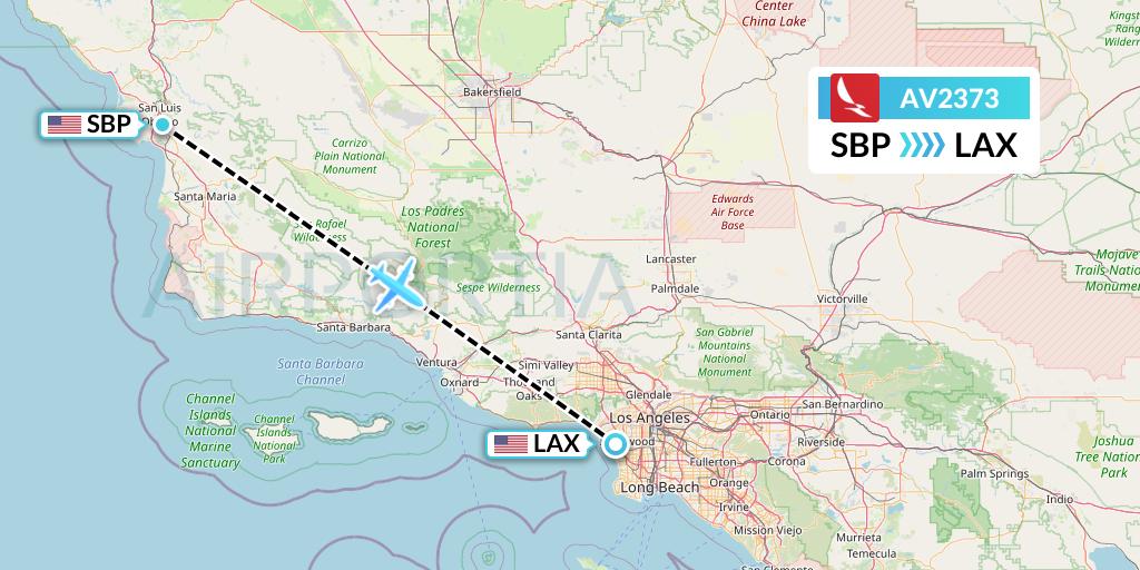 AV2373 Avianca Flight Map: San Luis Obispo to Los Angeles