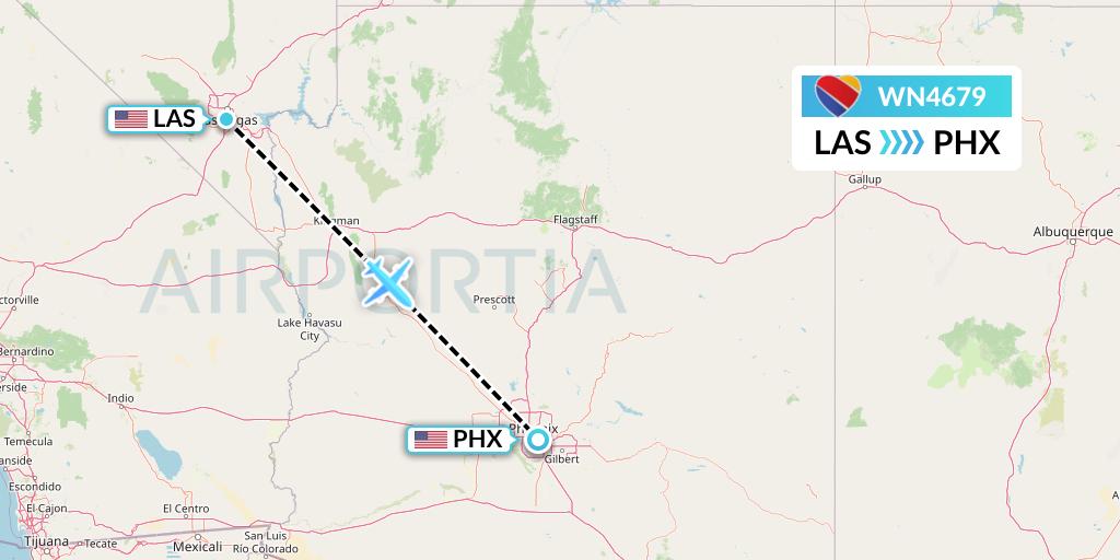 WN4679 Southwest Airlines Flight Map: Las Vegas to Phoenix