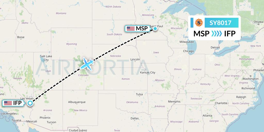 SY8017 Sun Country Airlines Flight Map: Minneapolis to Bullhead City
