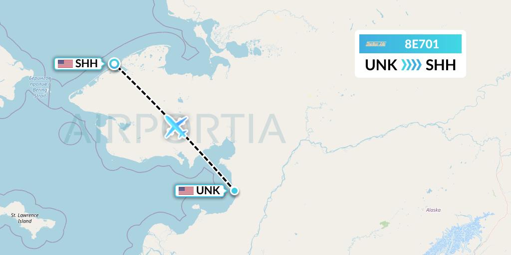 8E701 Bering Air Flight Map: Unalakleet to Shishmaref