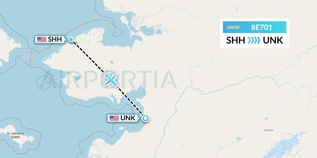 8E701 Bering Air Flight Map: Shishmaref to Unalakleet