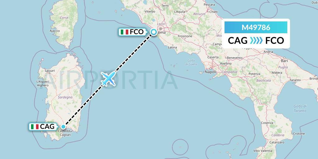 M49786 Mistral Air Flight Map: Cagliari to Rome