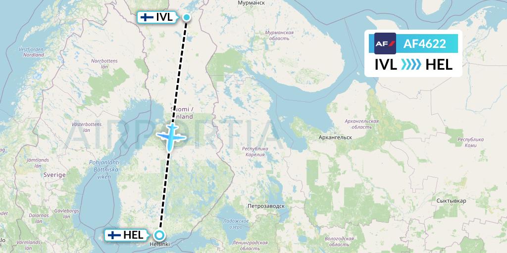 AF4622 Air France Flight Map: Ivalo to Helsinki