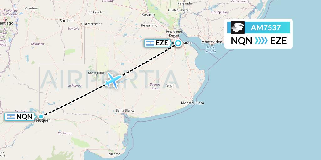 AM7537 Aeromexico Flight Map: Neuquen to Buenos Aires