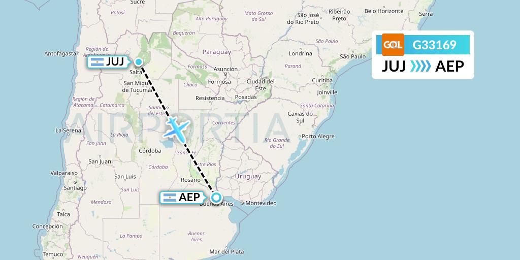 G33169 GOL Transportes Aeros Flight Map: Jujuy to Buenos Aires