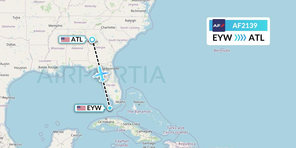 AF2139 Air France Flight Map: Key West to Atlanta