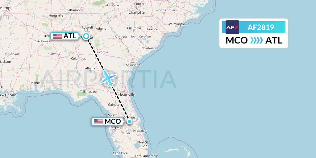 AF2819 Air France Flight Map: Orlando to Atlanta