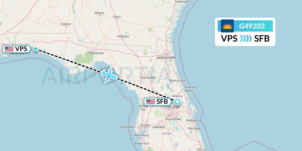 G49203 Allegiant Air Flight Map: Valparaiso to Orlando