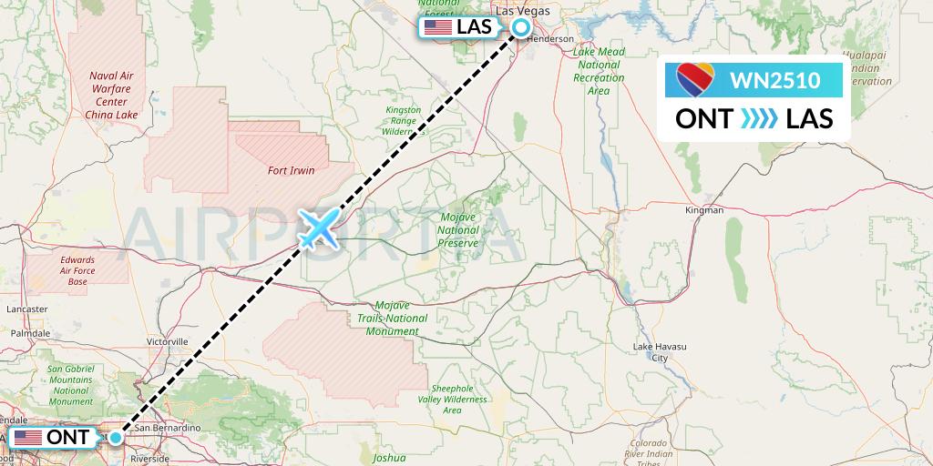 WN2510 Southwest Airlines Flight Map: Ontario to Las Vegas
