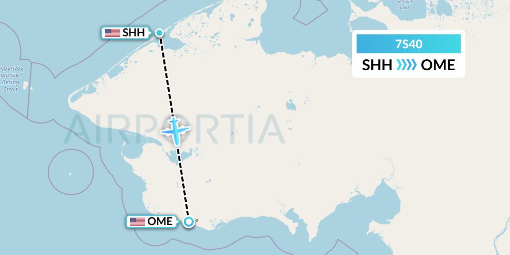 7S40 Ryan Air (USA) Flight Map: Shishmaref to Nome