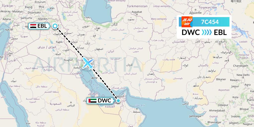 7C454 Jeju Air Flight Map: Dubai to Arbil