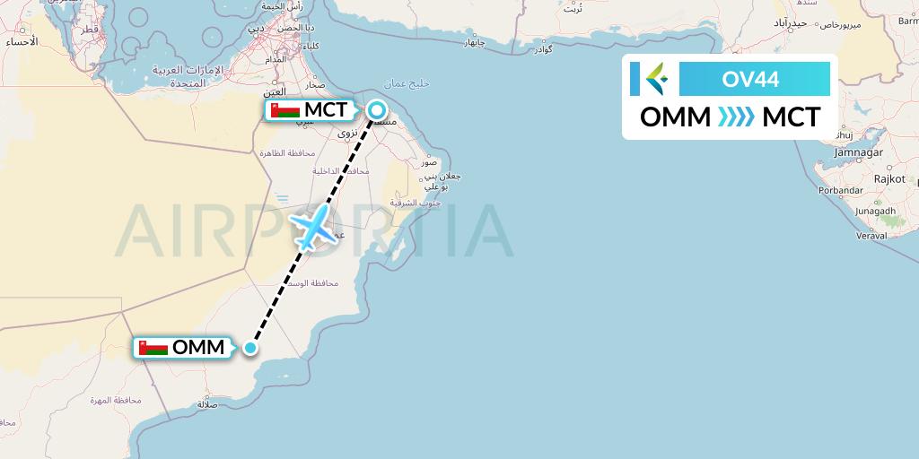 OV44 SalamAir Flight Map: Marmul to Muscat