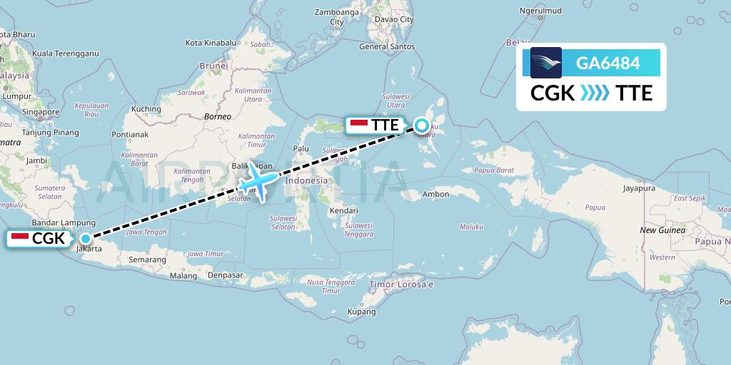 GA6484 Garuda Indonesia Flight Map: Jakarta to Ternate