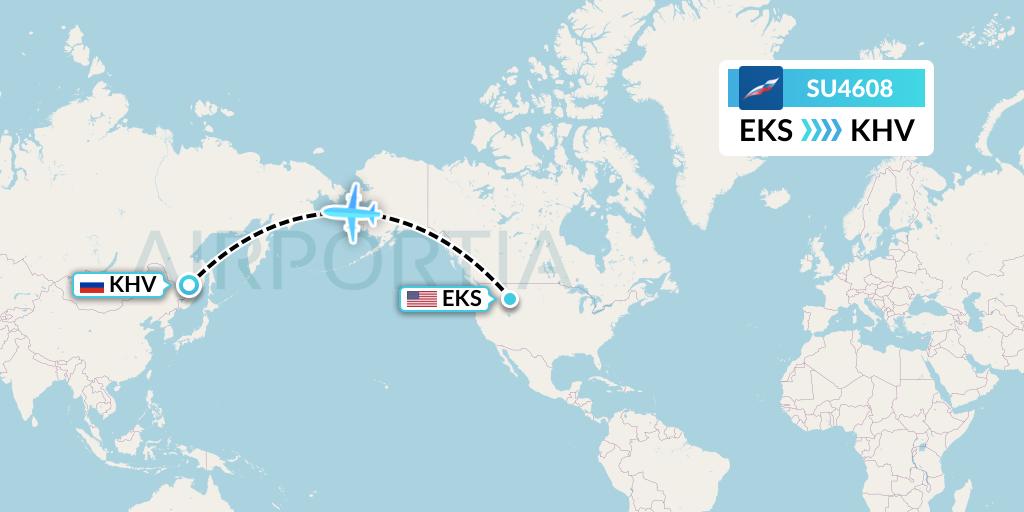 SU4608 Aeroflot Flight Map: Ennis to Khabarovsk