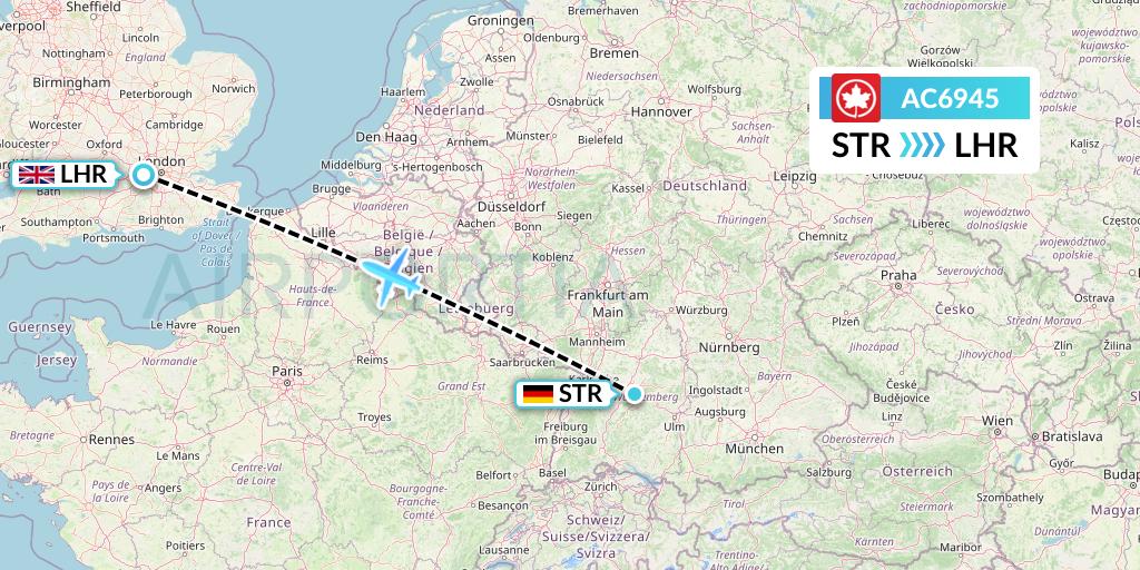 AC6945 Air Canada Flight Map: Stuttgart to London