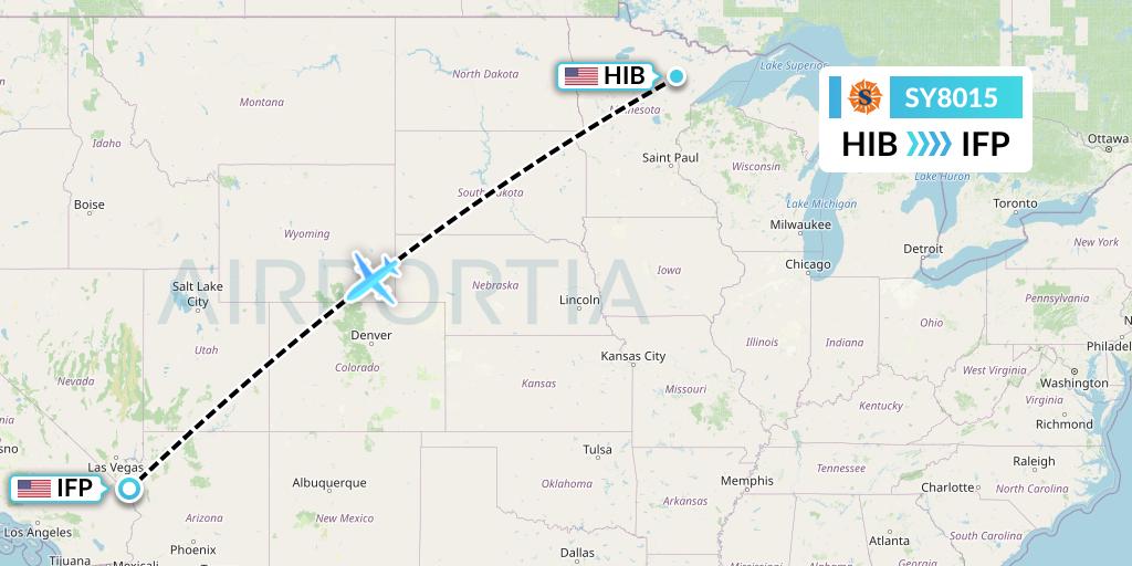 SY8015 Sun Country Airlines Flight Map: Hibbing to Bullhead City