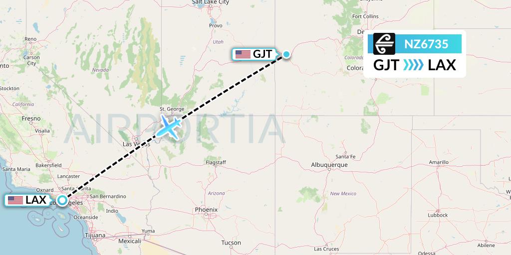 NZ6735 Air New Zealand Flight Map: Grand Junction to Los Angeles