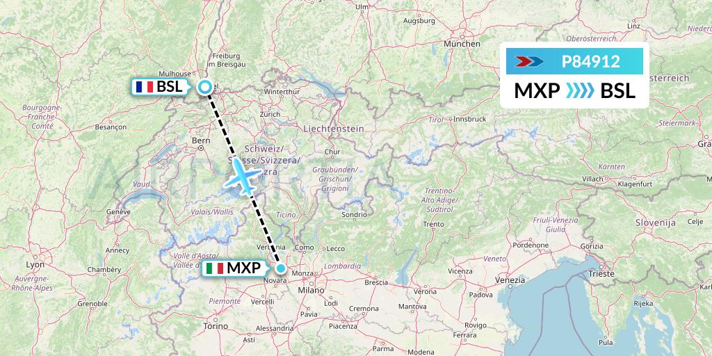P84912 Sprint Air Flight Map: Milan to Basel