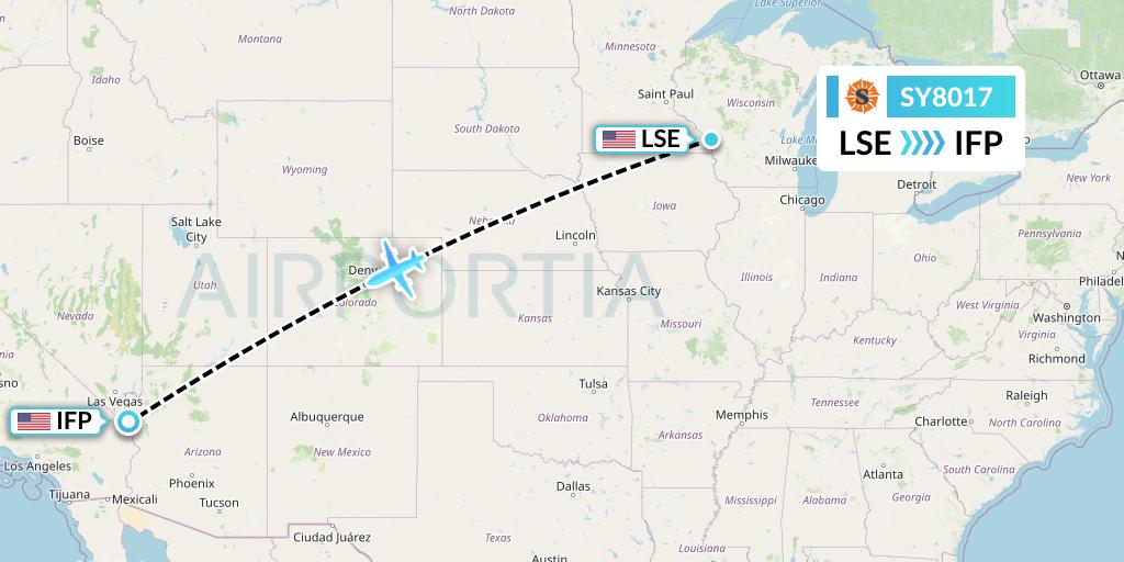 SY8017 Sun Country Airlines Flight Map: La Crosse to Bullhead City