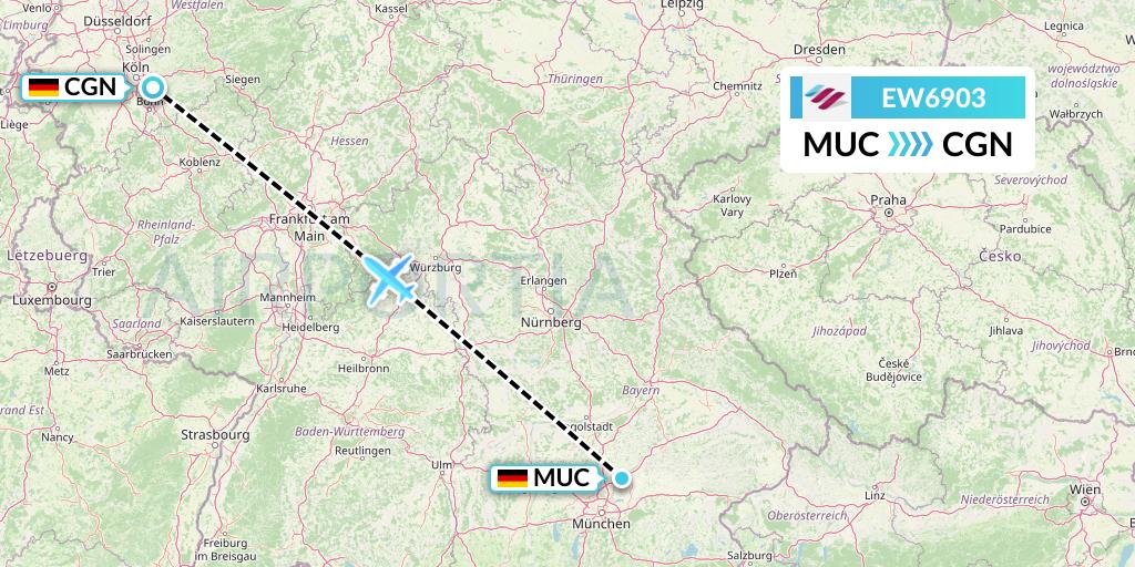 EW6903 Eurowings Flight Map: Munich to Cologne