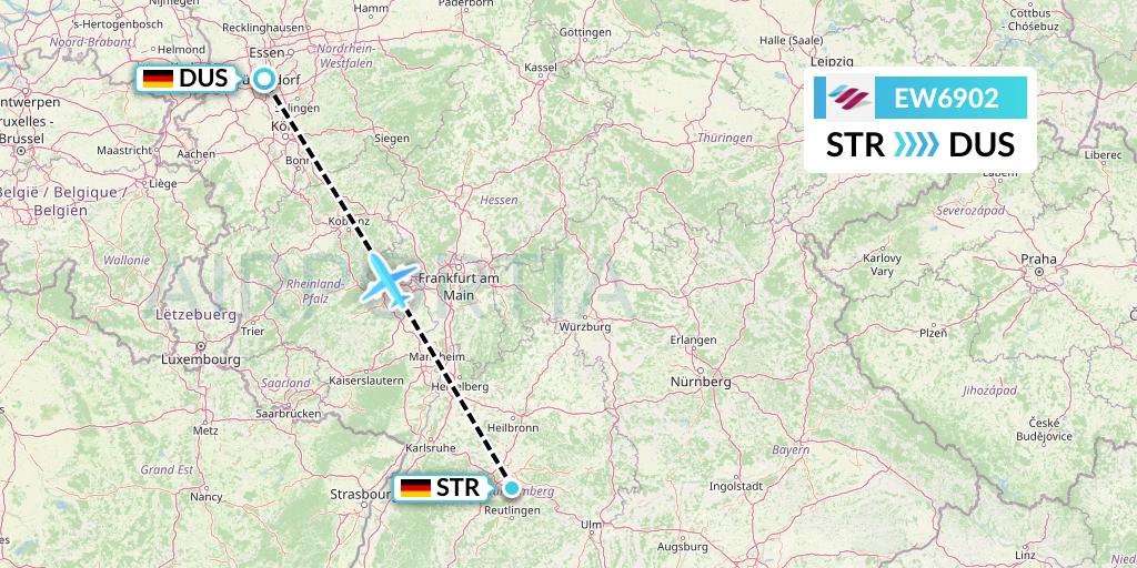 EW6902 Eurowings Flight Map: Stuttgart to Dusseldorf