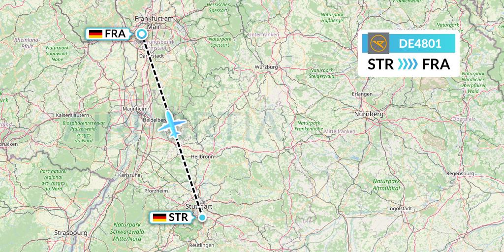 DE4801 Condor Flight Map: Stuttgart to Frankfurt
