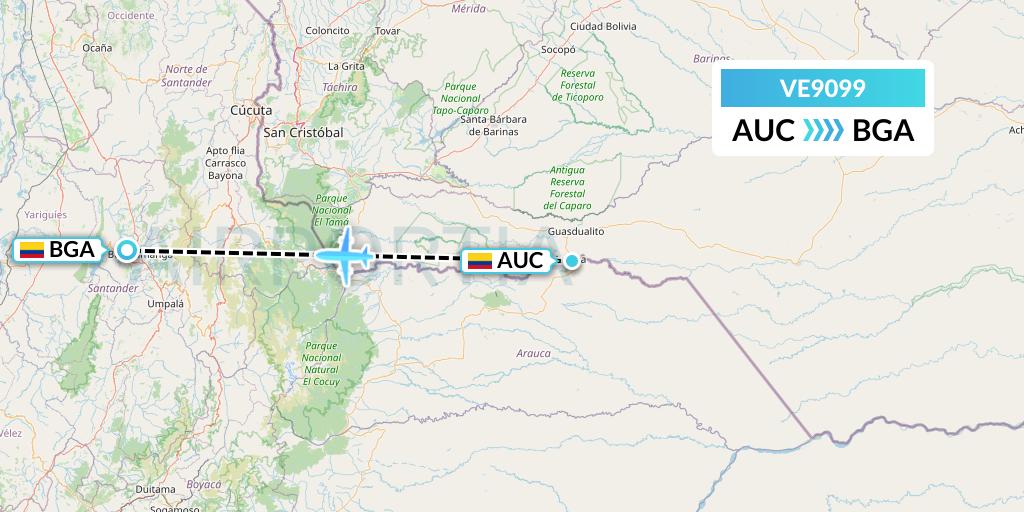VE9099 Easyfly Flight Map: Arauca to Bucaramanga