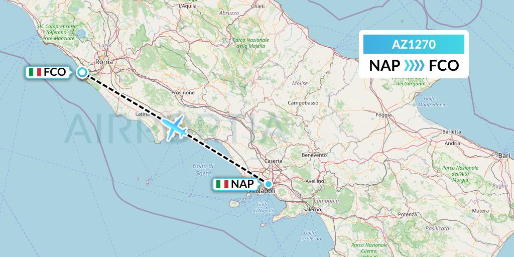 AZ1270 ITA Airways Flight Map: Naples to Rome