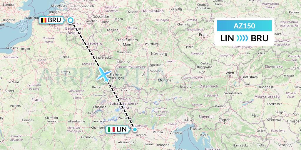 AZ150 ITA Airways Flight Map: Milan to Brussels