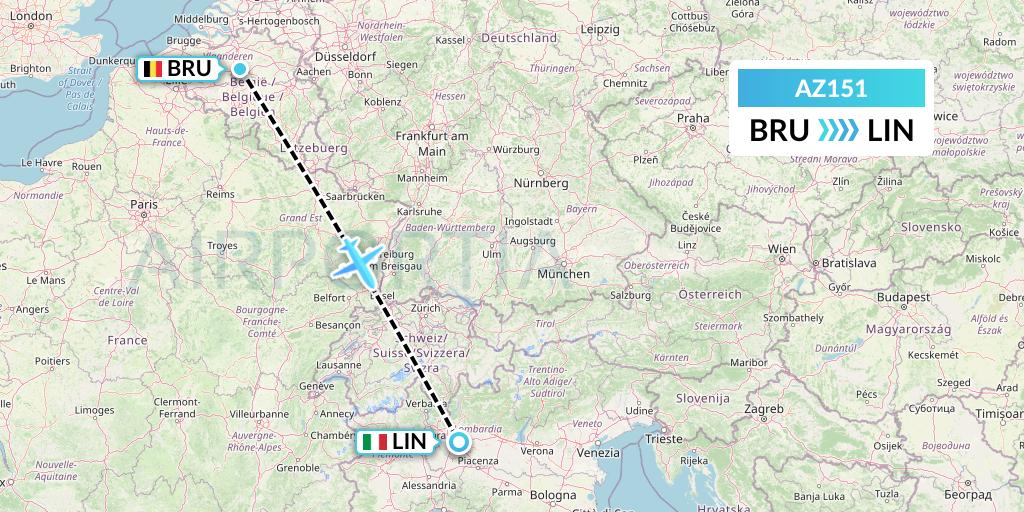 AZ151 ITA Airways Flight Map: Brussels to Milan
