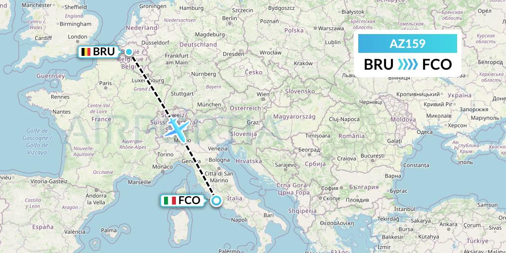 AZ159 ITA Airways Flight Map: Brussels to Rome