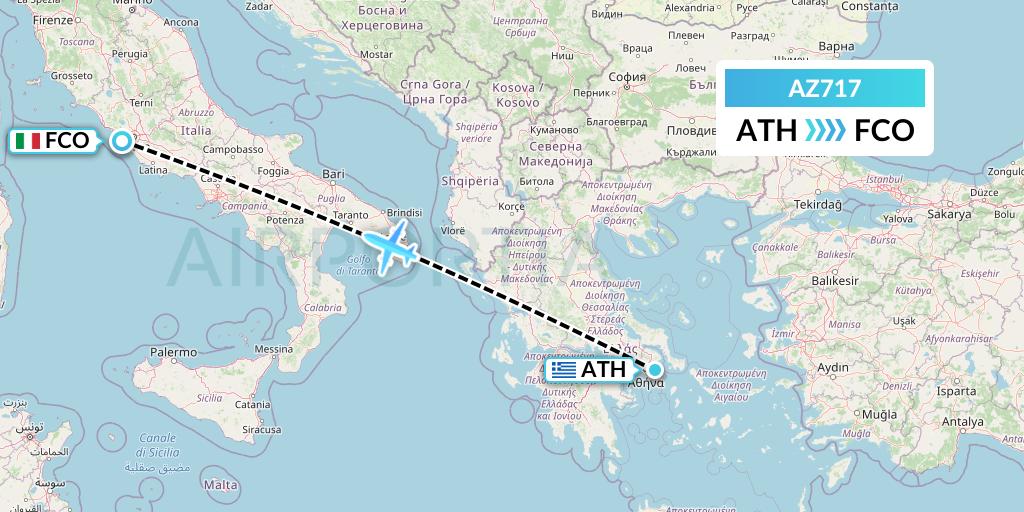 AZ717 ITA Airways Flight Map: Athens to Rome