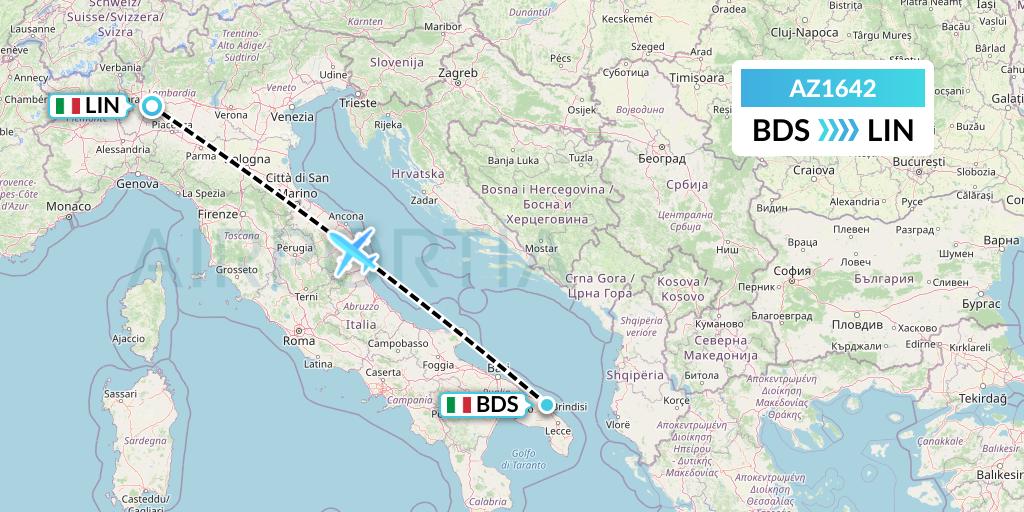 AZ1642 ITA Airways Flight Map: Brindisi to Milan
