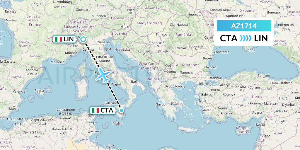 AZ1714 ITA Airways Flight Map: Catania to Milan