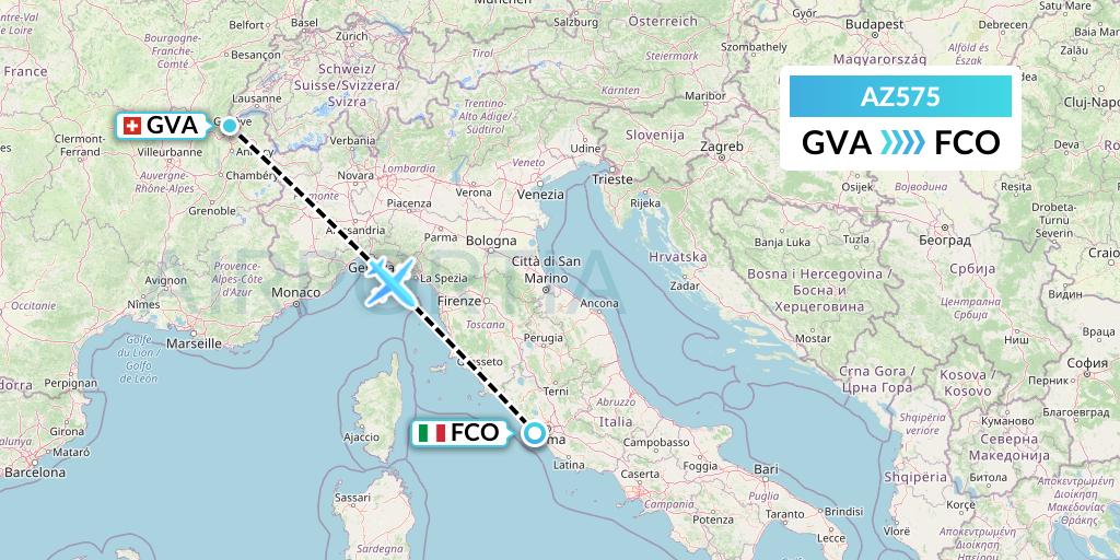 AZ575 ITA Airways Flight Map: Geneva to Rome