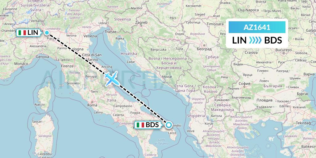 AZ1641 ITA Airways Flight Map: Milan to Brindisi